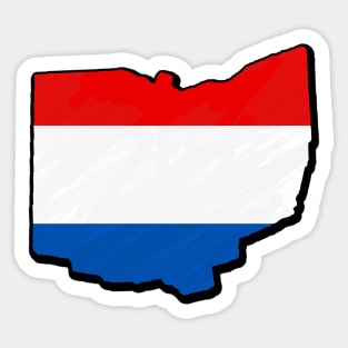 Red, White, and Blue Ohio Outline Sticker